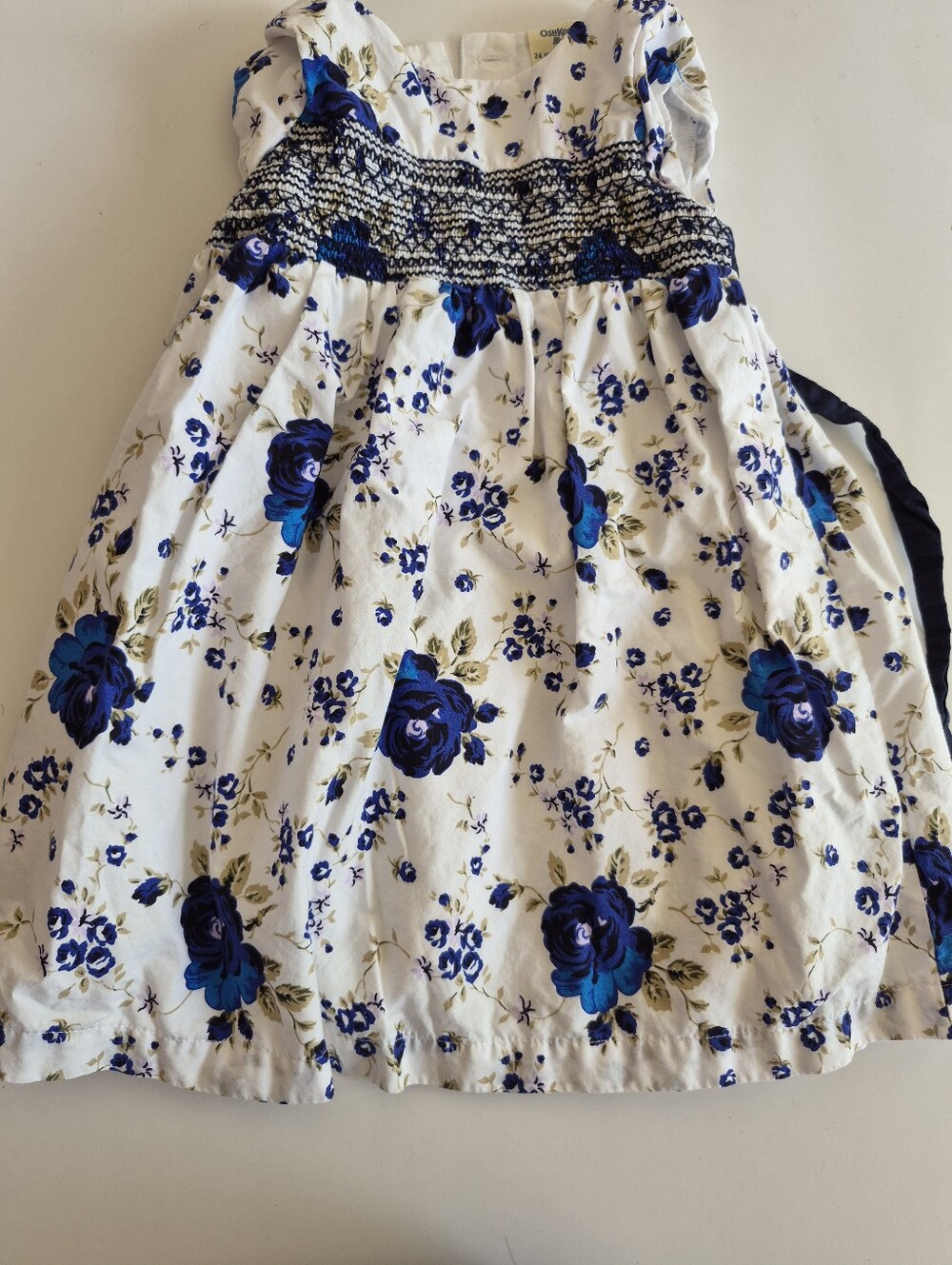 Osh Kosh Blue Floral Ribbon Sash 24months  Dress Cotton Toddler
